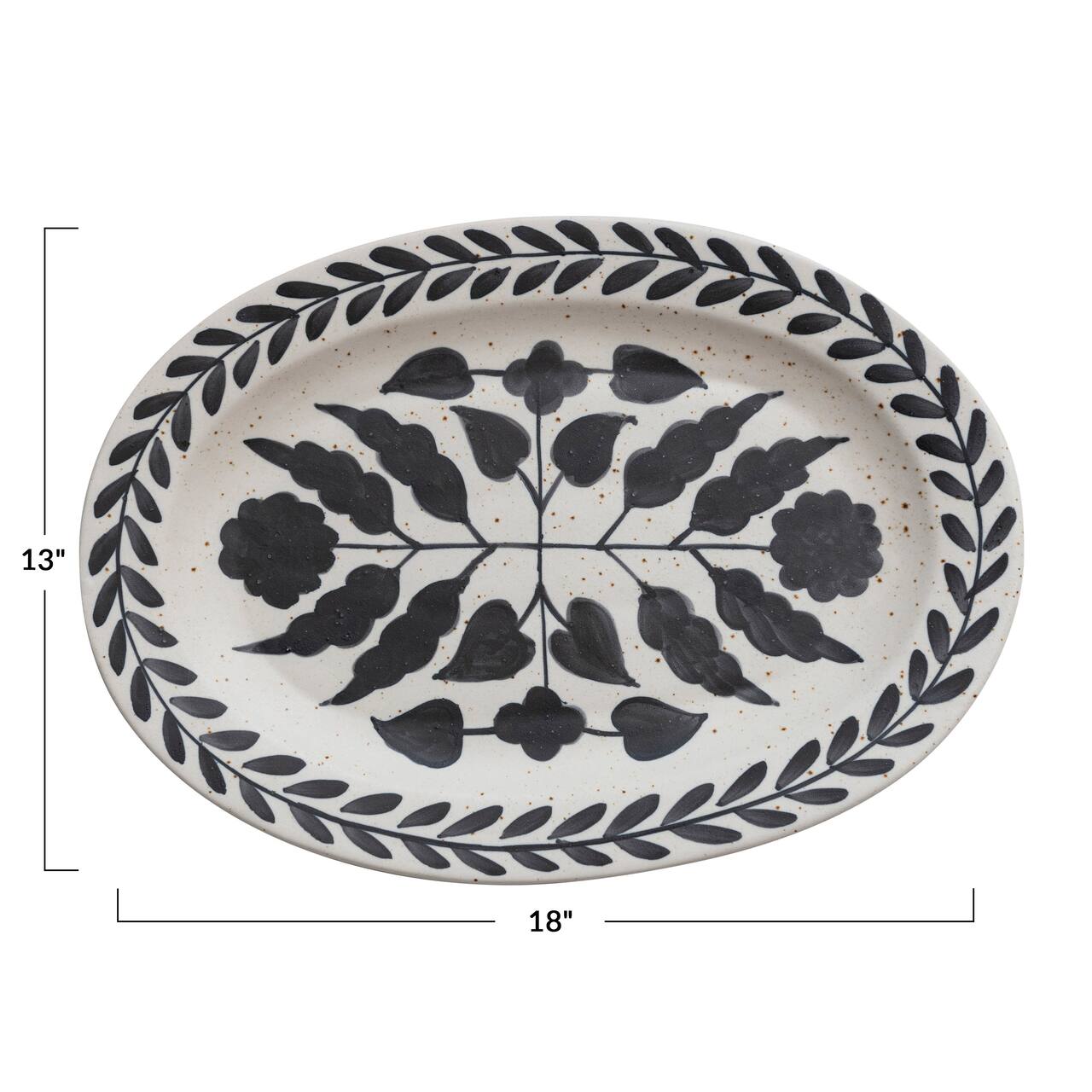 Hello Honey® 18" Black & White Hand Painted Stoneware Platter